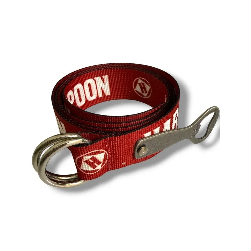 Thomas Bates Harpoon Brewery Red Web Belt Bottle Opener D-Ring USA Adjustable